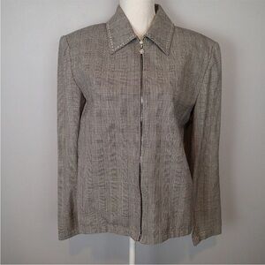 St. John Sport by Marie Gray Black and White Houndstooth Jacket Full Zip Small